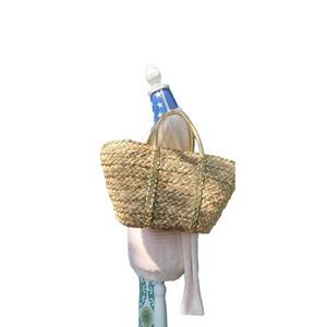 Wicker & Gold Accent Beach Bag / Tote Bag
